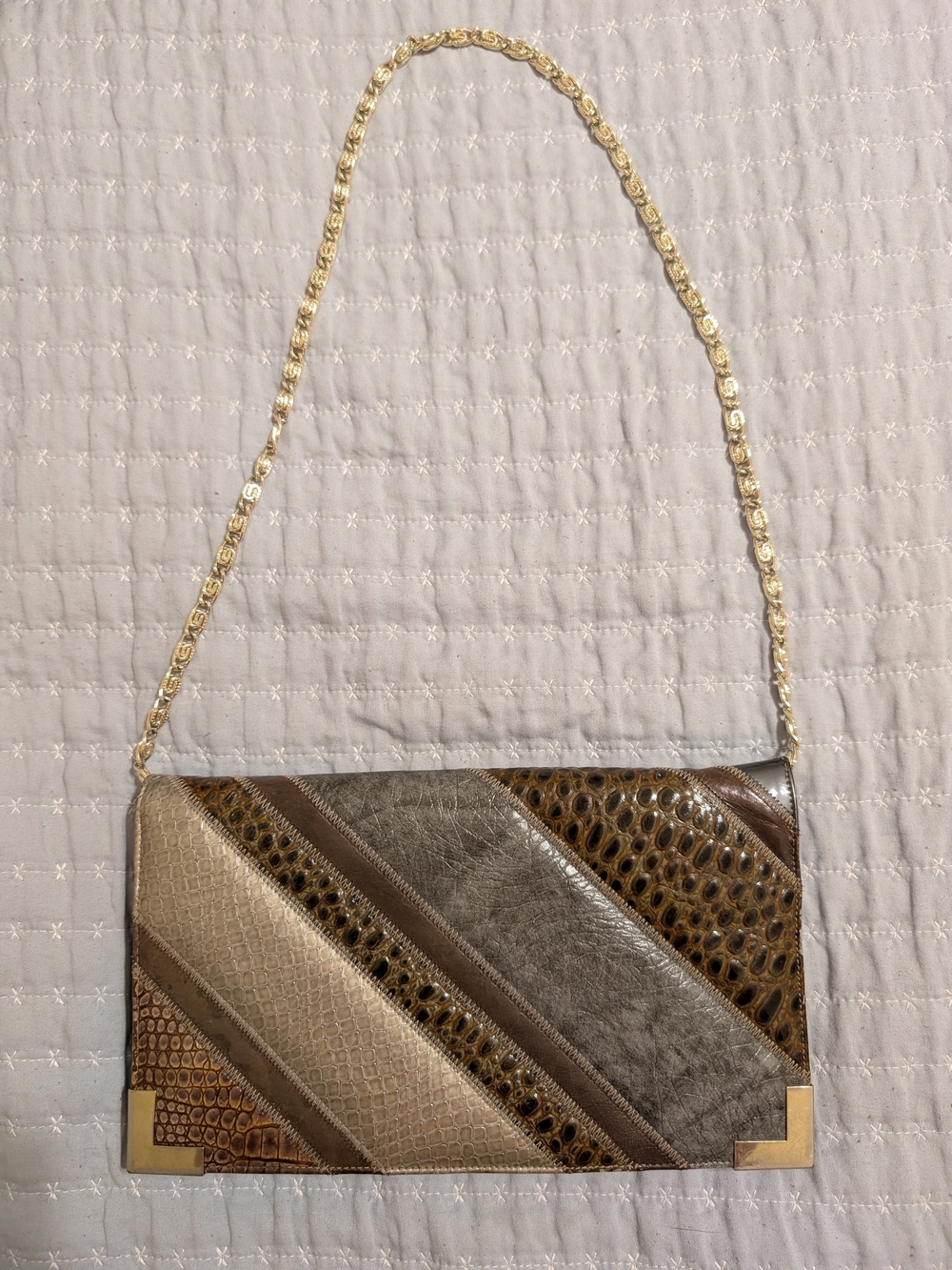 Vintage Bags by Varon Mixed Patchwork Exotic Skin Convertible Clutch Bag - Picture 6 of 6